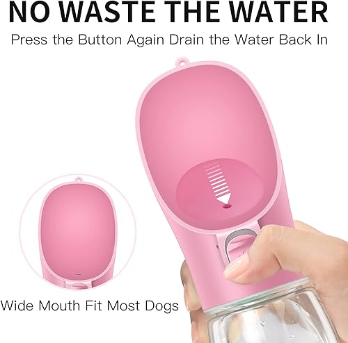 Miniatura 5 de Airoto Botella de agua para perro, cuenco de agua portátil de 19 onzas para perro, a prueba de fugas, dispensador de agua para perros, para caminar,