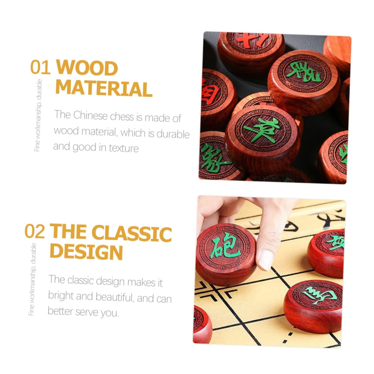 Alasum 1set Scacchi Cinesi Legno Per Adulti Include Tavola Legno Design Tradizionale Accessorio Per Gioco Casa e All Aperto Alta Stabilità e Resistenza