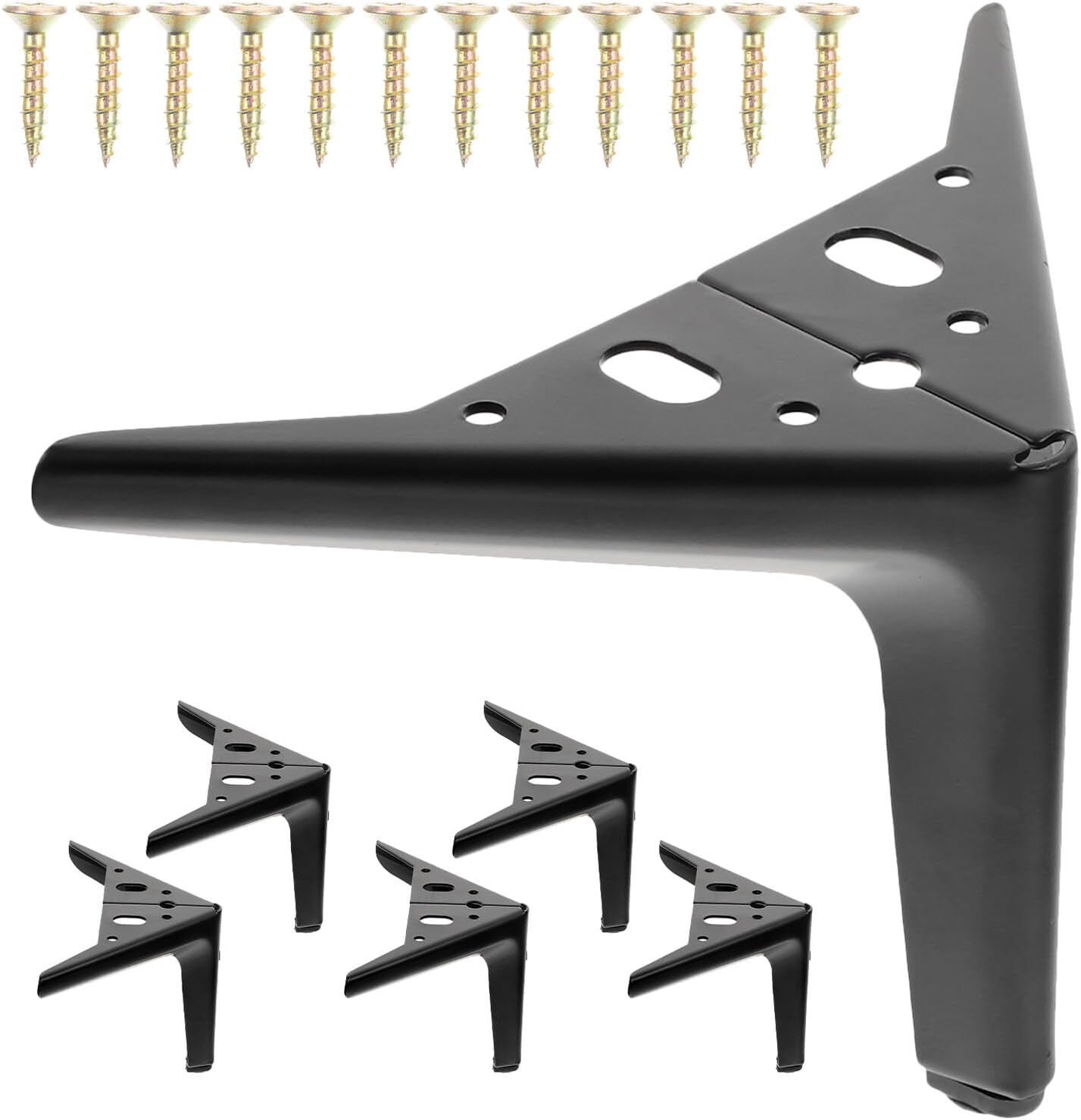 PRETYZOOM Metal Furniture Legs Sofa Replacement Support Feet, 6pcs Matte Black Heavy-Duty Metal Riser Legs for Sofa, Cabinet, Coffee Table, and Bathroom Furniture