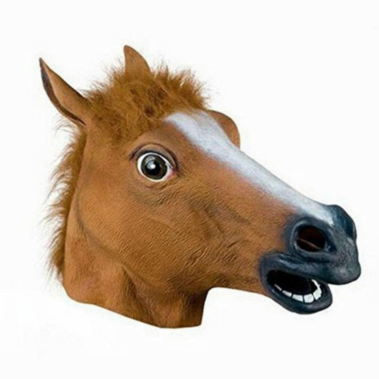 Adult Size Full Head Creature Mask Rubber Creature Mask Party Supply for Adults, Halloween, Cosplay, Brown Horse Head-image-33
