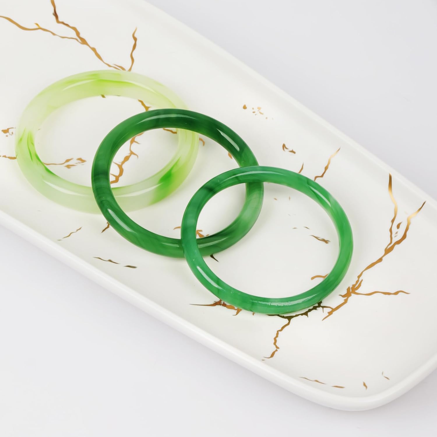 3 Pcs Natural Jade Bangle Bracelet for Women, Good Luck Bangle Wealth Healing Bracelet for Mother Grandmother, Christmas Birthday