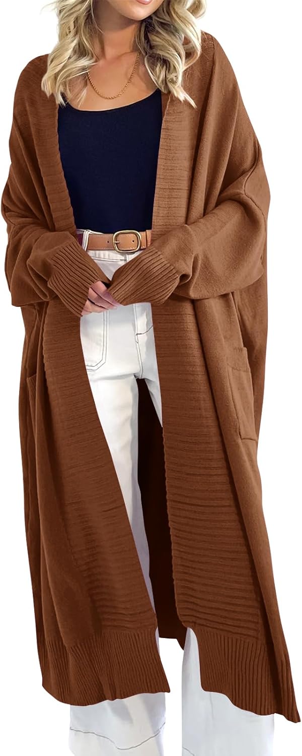 Danedvi Womens Long Cardigan Sweaters 2025 Fall Chunky Knit Oversized Slouchy Open Front Warm Coats with Pockets - Image 3