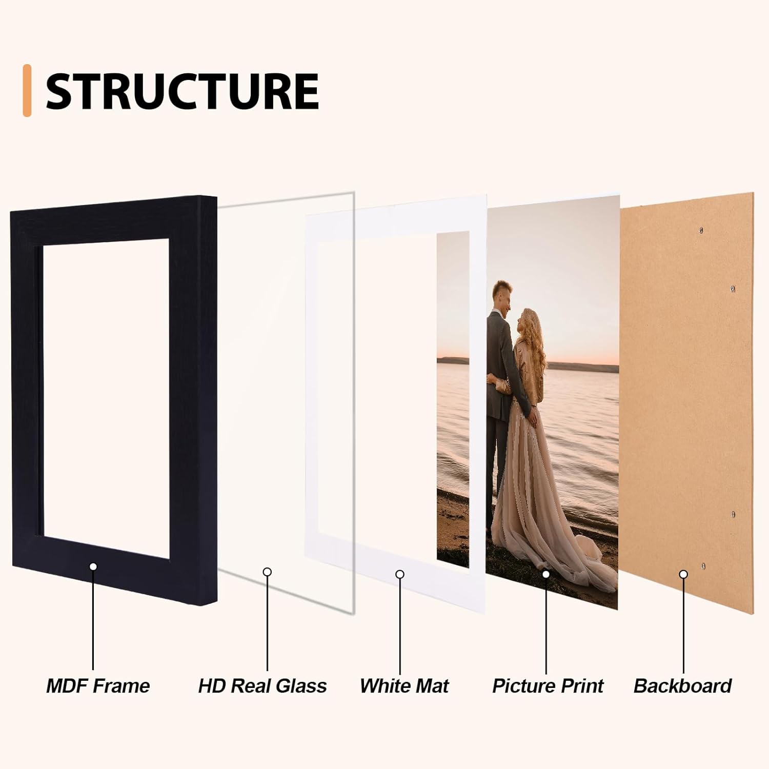 Fixwal 4x6 Picture Frames Set of 5, Vintage Multicolour Photo Frames with Tempered Glass, Decorative Art for Wall Hanging and Tabletop Placement, Display 3.5x5 with Mat or 4x6 Without Mat - Image 4