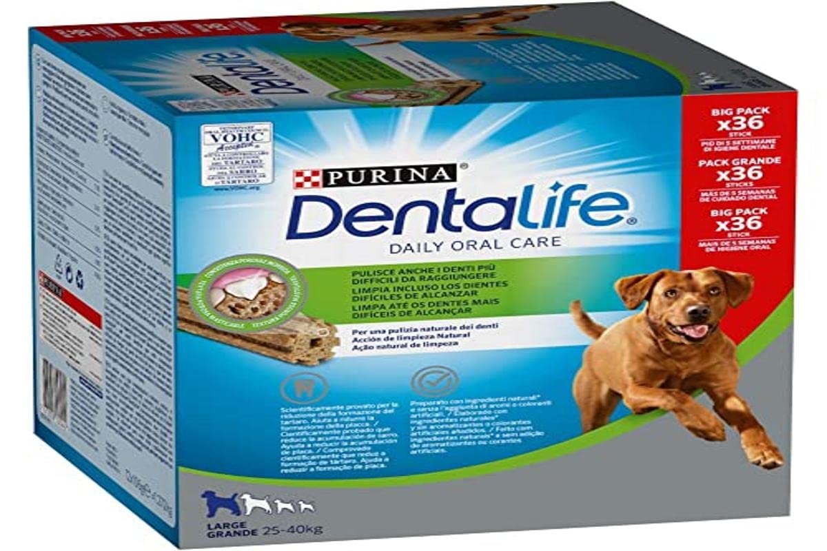 Purina Dentalife Daily Oral Care Large, Snack Dental, premio para perros grandes , 36 sticks