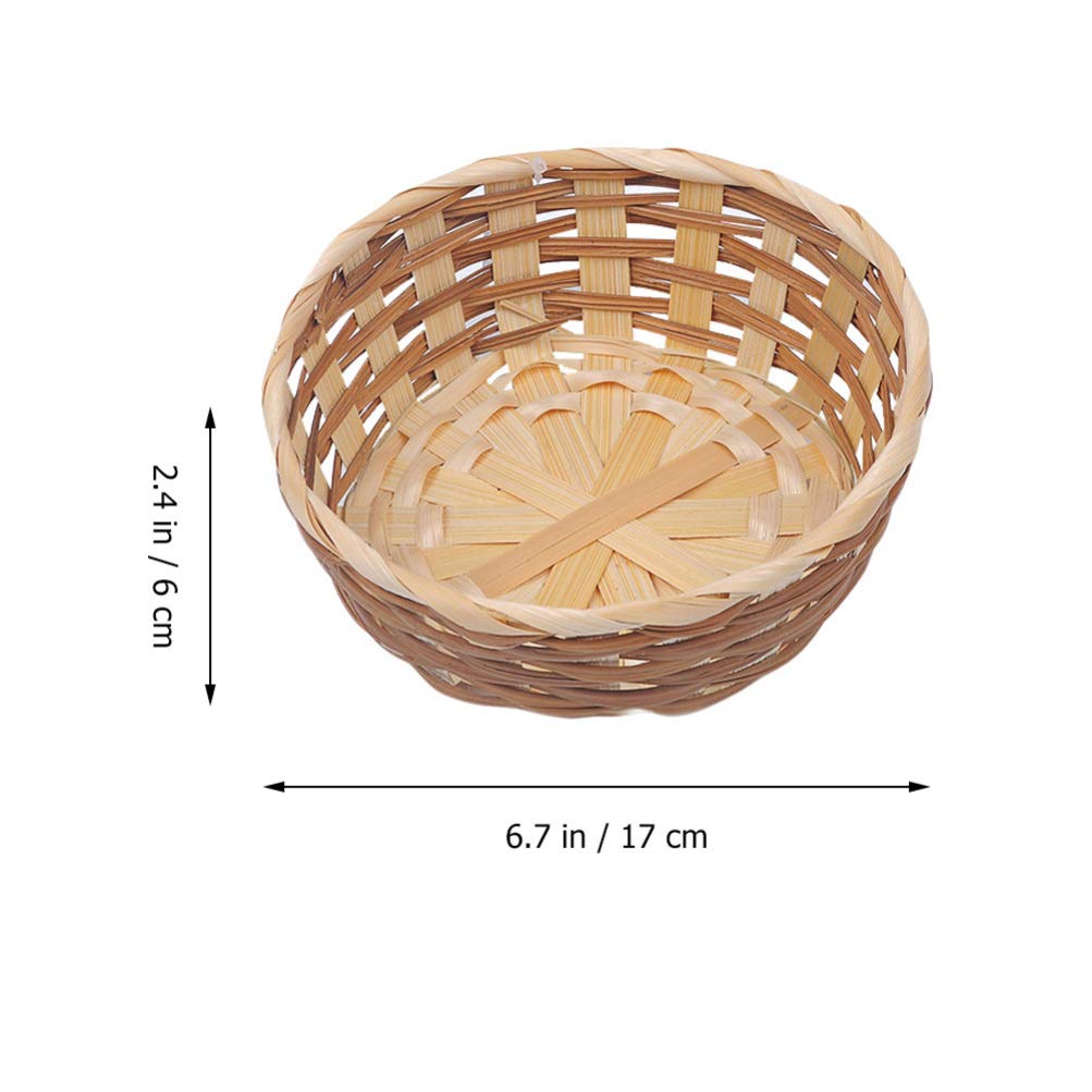 Handmade Bamboo Fruit Storage Basket EXCEART 3pcs Natural Wicker Fruit Baskets Bread Trays Storage Willow Woven Fruit Bread Serving Baskets - Image 4