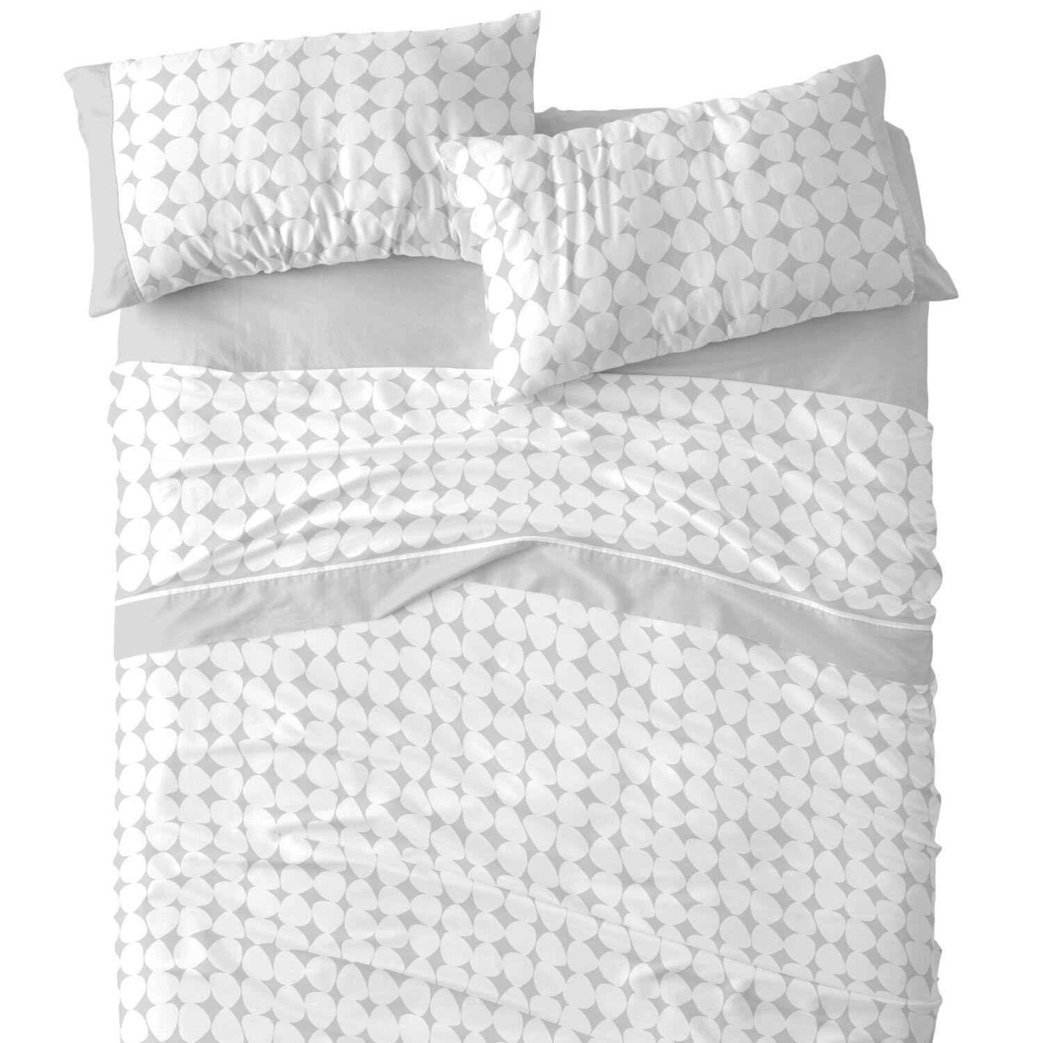 Burrito Blanco | Juego de sábanas | Cama de 150 a 160cm. (+Medidas Disponibles) | Diseño 139 | Color Gris (150-160x190/200cm.)