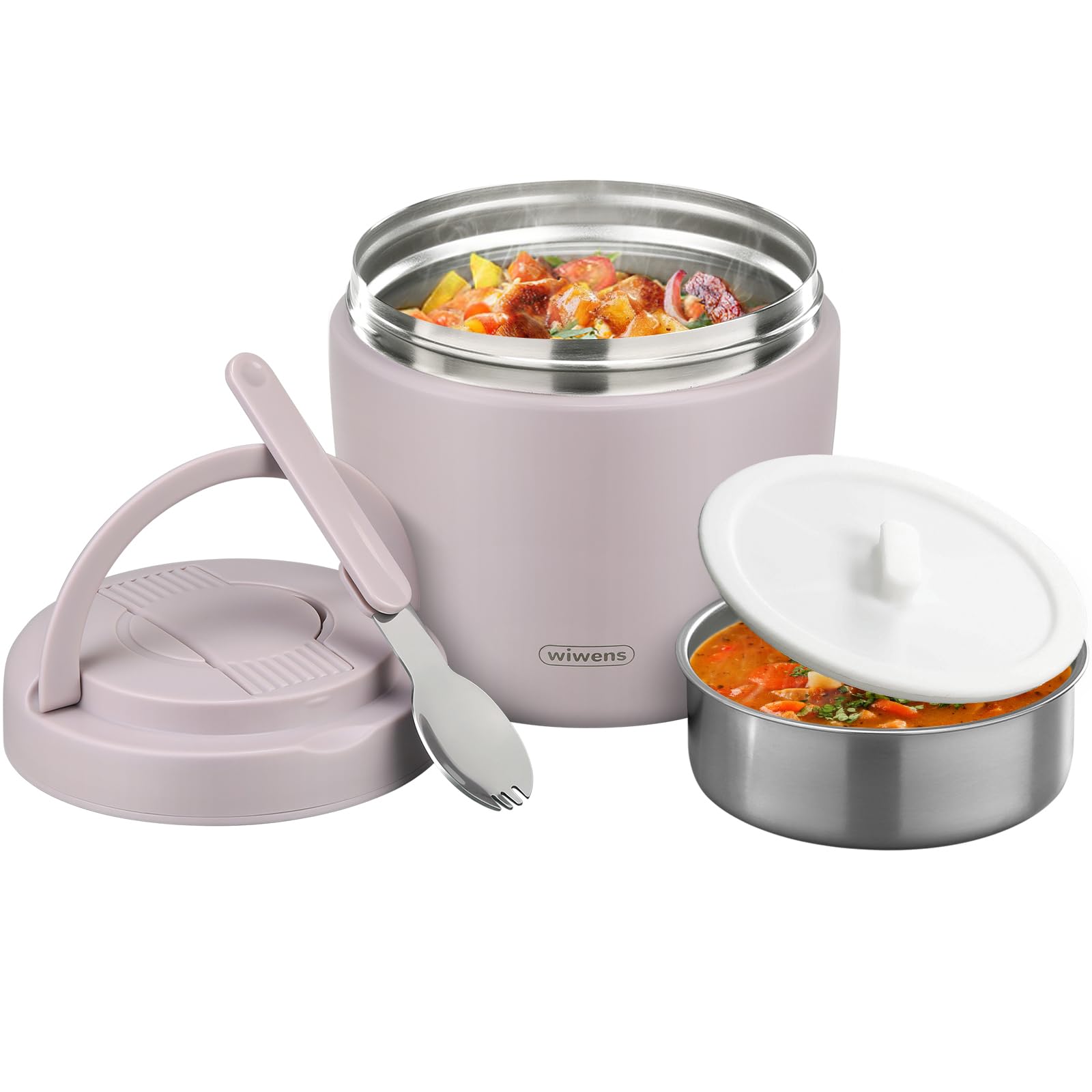 Thermo Food Jar for Hot Food Adults 32OZ Soup Thermo Lunch Containers Wide Mouth Vacuum Insulated Stainless Steel Leakproof Bento Box with Spoon (Purple)