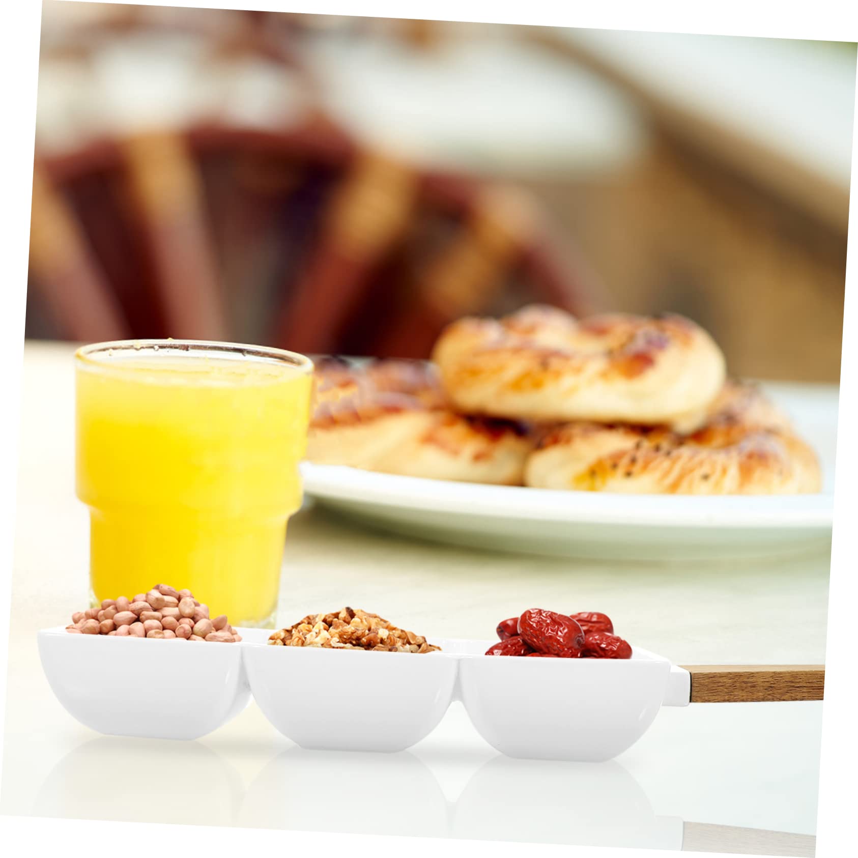 LIFKOME 2 piezas Bol de Cerámica de Compartimentos con Mango para Snacks y Frutas para Salsas y Aperitivos Casa o