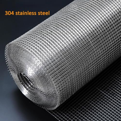 Malla de alambre soldada de acero inoxidable – 1/2 pulgada para gallineros, tela resistente, valla de aves de corral, rollo de red duradero (1 m x 8 m)
