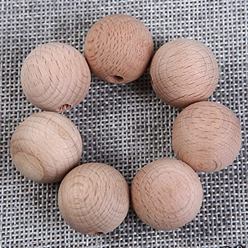 YIEUR 50 St&uuml;ck Natur gro&szlig;e Holzperlen zum auff&auml;deln, 20mm Holzkugel Buchenholz, Runde Holz Perlen Natur Holzkugeln mit Loch zum basteln f&uuml;r DIY Schmuckherstellung(20mm)