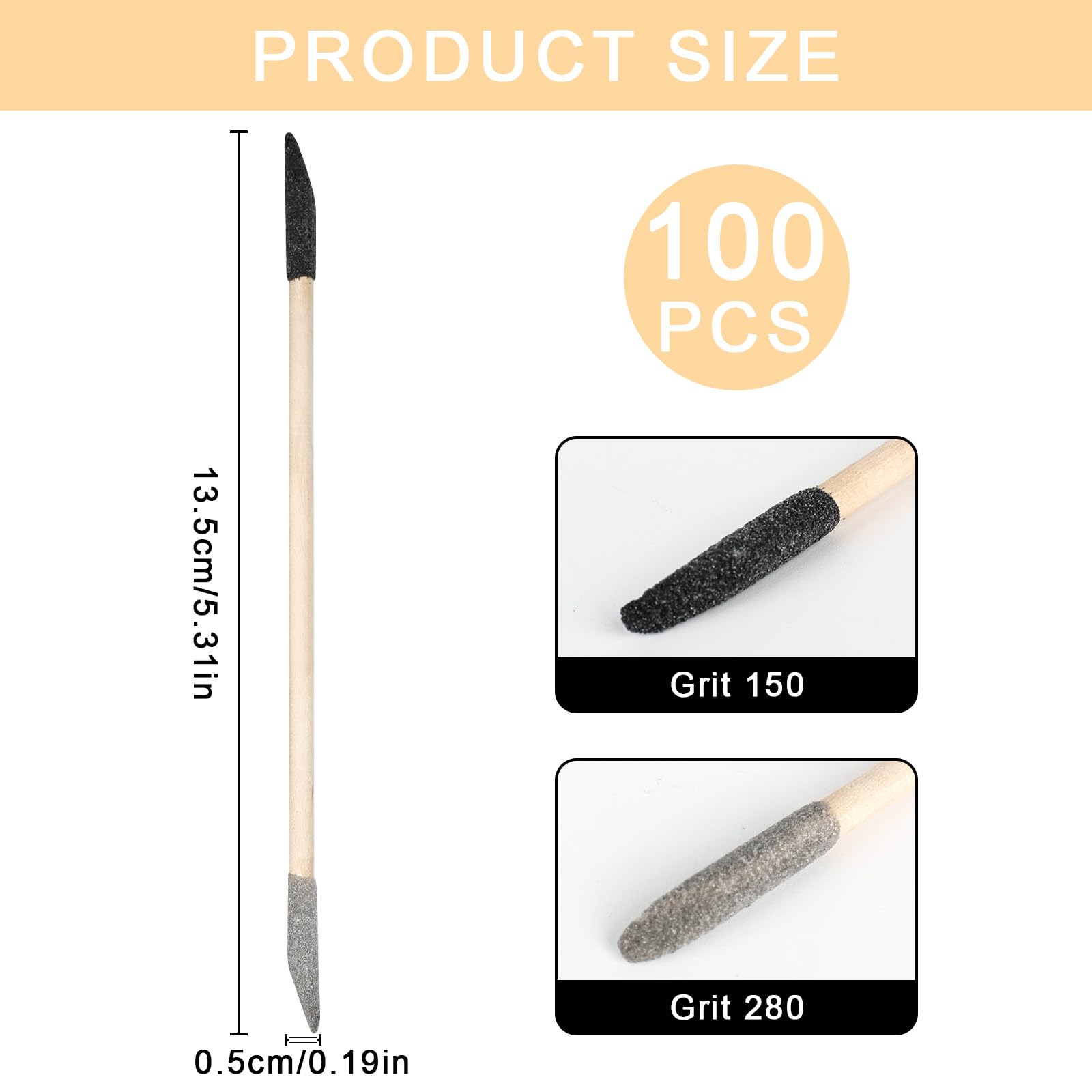 100 varillas de lijado, granularidad con 150# negro/280# gris con doble hilo de lijado fino para modelismo Gundam, artesanía de madera, pulido de uñas
