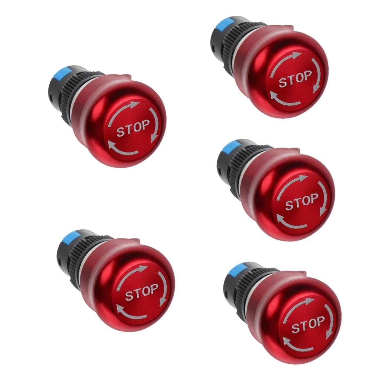 5 Pièces Bouton poussoir en métal robot alarme basculer désactivé sortie boutons poussoirs bouton d'arrêt boutons d'urgence bouton d'urgence boutons d'arrêt Laiton nickelé rouge