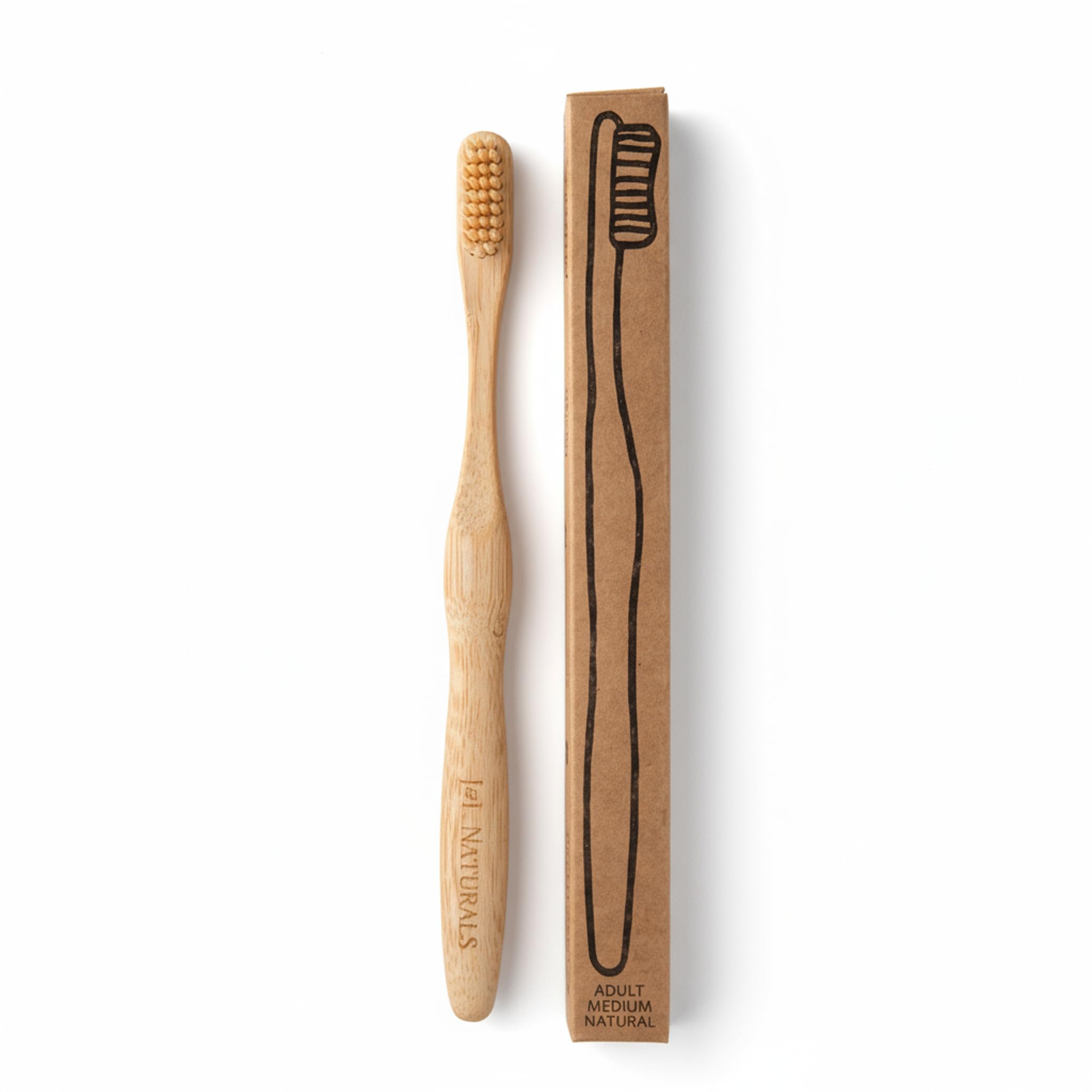 J L Naturals Bamboo Toothbrush Black White Natural Rainbow Adult Wavy Bristles Ergonomic Handle Biodegradable BPA-Free Natural