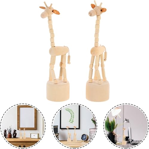 Miniatura 9 de BESTOYARD Marioneta de jirafa, marioneta de dedo de jirafa, artesanías de madera, figura inacabada, juguete de jirafa, juguete de empuje hacia