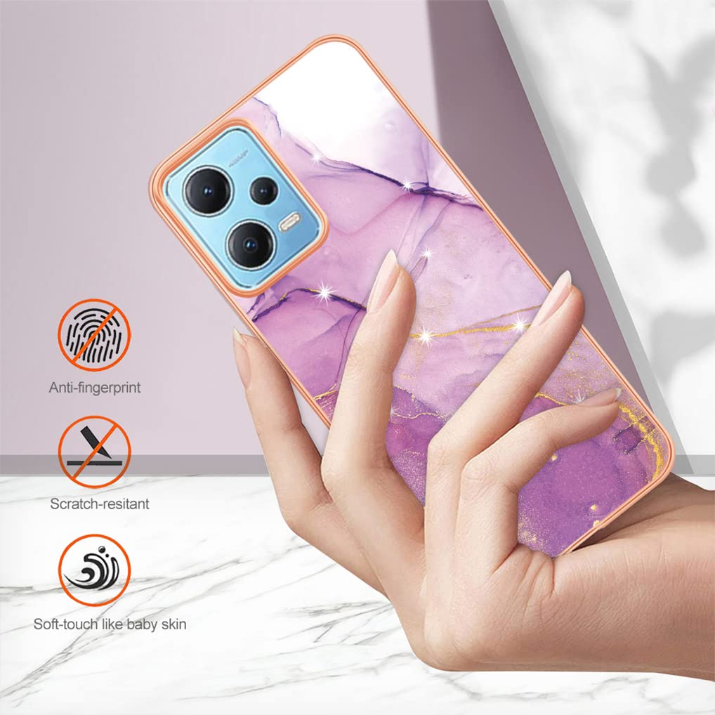 HAOYE Cover per Xiaomi Redmi Note 12 Pro+ Plus 5G, Elegante Brillantini Modello Silicone Morbido Protettivo TPU Bumper Flessibile Gel Ultra Sottile Antiurto Custodia Skin Case, Viola chiaro