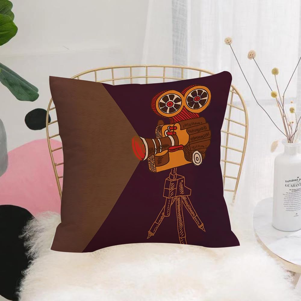 Hyosxw Movie Camera Filming On Black And White - A9 Cushion Cover,Throw Pillow Case Home Decorative For Living Room Bedroom Sofa Chair 18X18 Inch,Movie Camera Filming On Black And White,Pillowcase 45X45cm