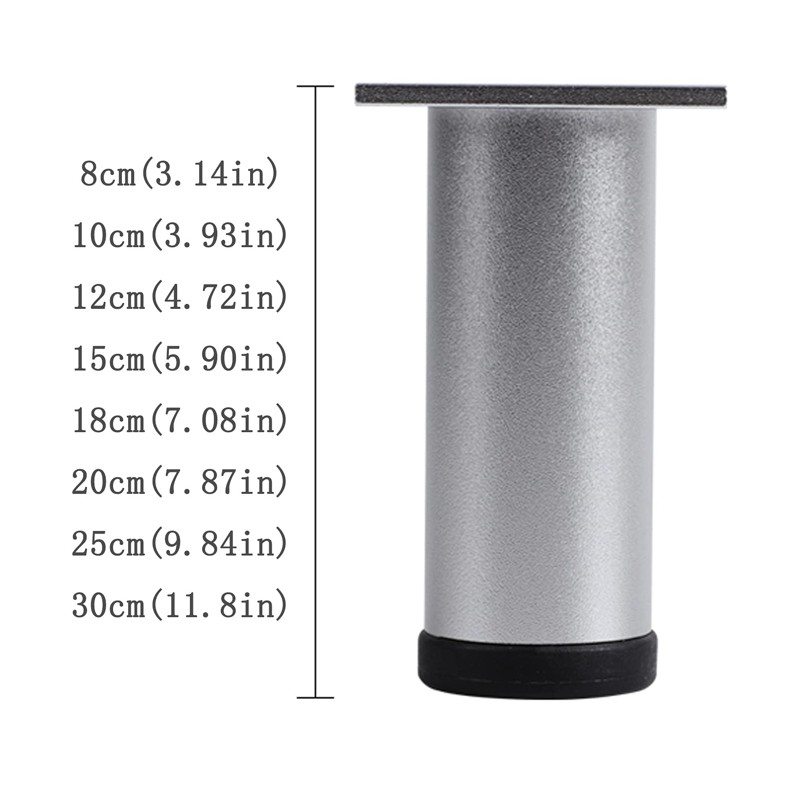 4 Piezas Pies Ajustables,Pies de Gabinete,DIY Patas de Muebles de Metal,Piernas de Mesa de ?Aleación de ?Aluminio,Altura Regulable 1-8 mm,con Tornillos de Acero Inoxidable (30cm,plateado)