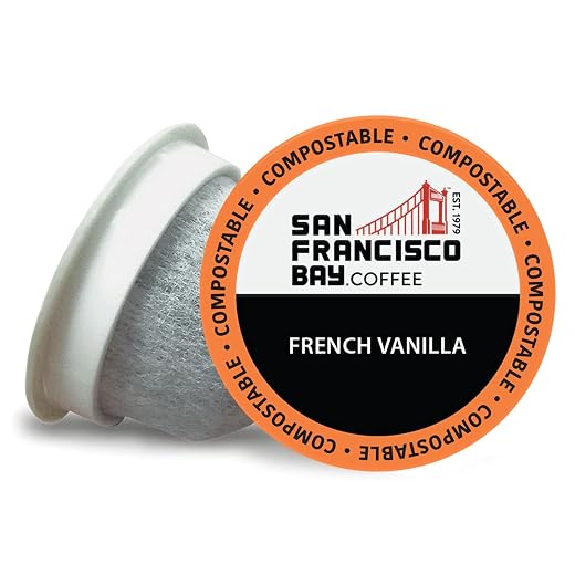 San Francisco Bay Coffee OneCUP French Vanilla 80 Ct Flavored Medium Roast Compostable Coffee Pods, K Cup Compatible including Keurig 2.0