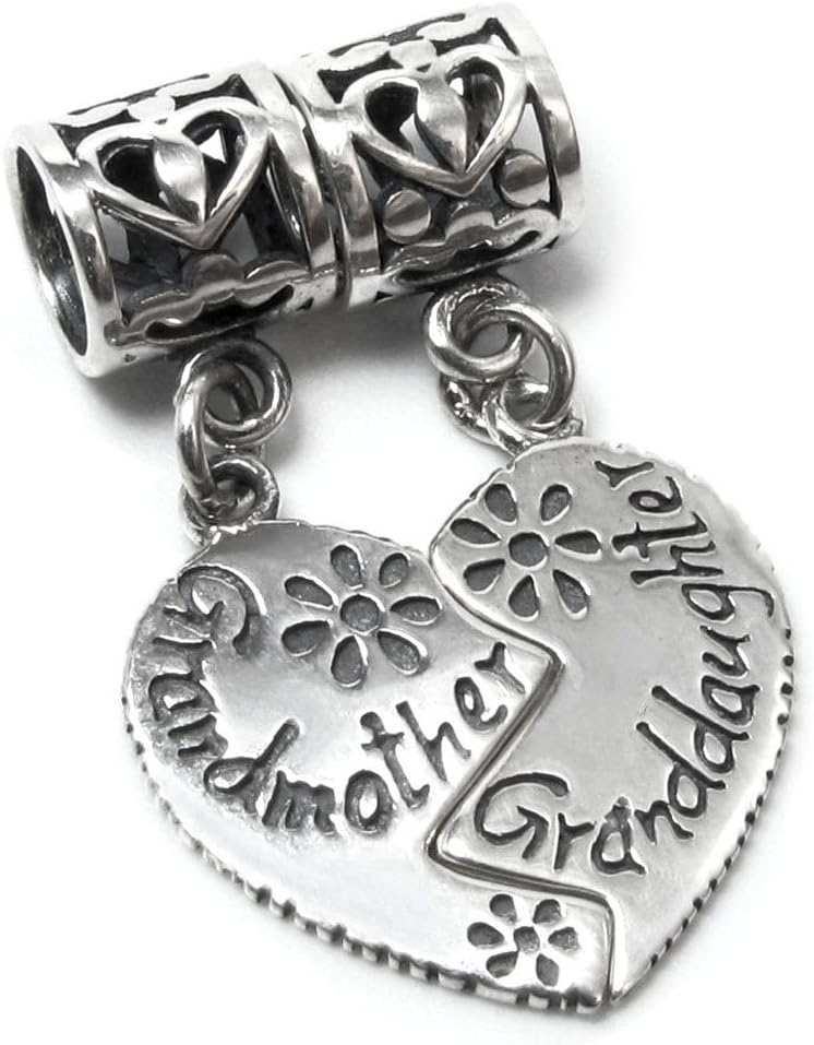 Sterling Silver Grandmother Granddaughter Family Daisy Dangle Bead Pendant For European Charm Bracelets