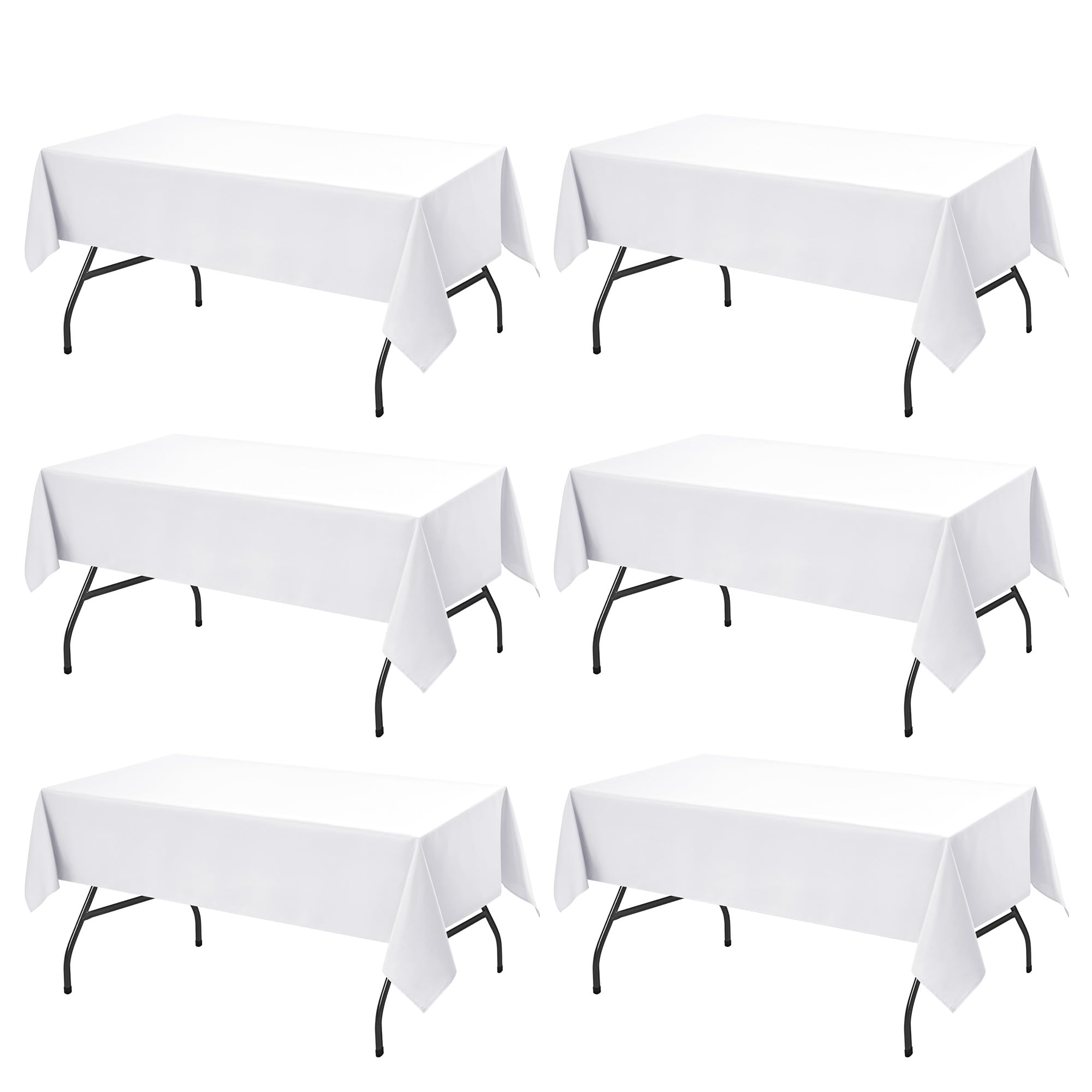 6-Pack White Tablecloths for Rectangle Tables, 60 x 102 Inches