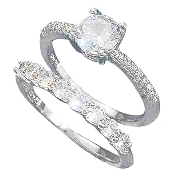 Amazon.co.jp: 丸型 シルバーリング ラインストーン 婚約指輪