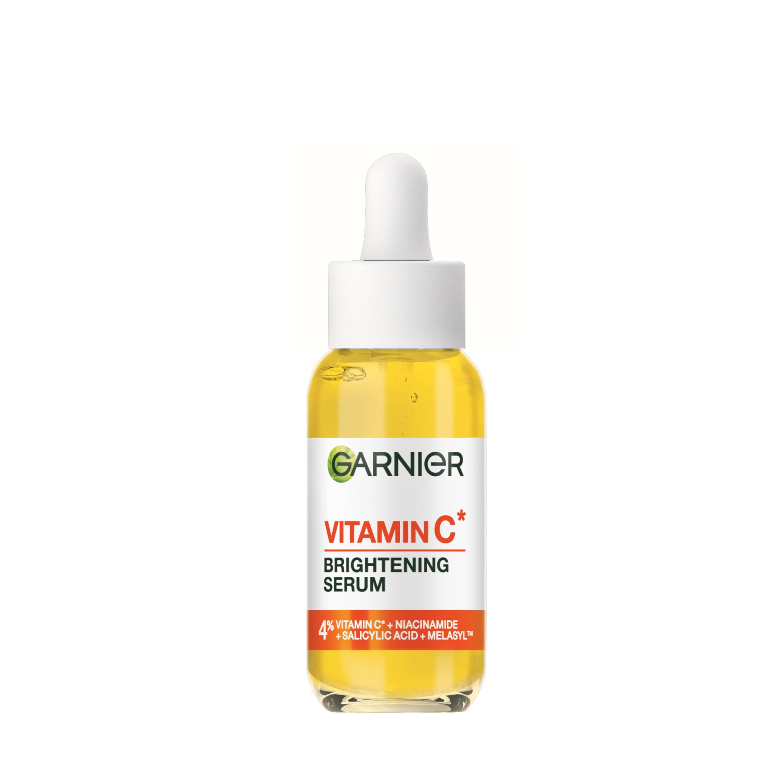 GarnierVitamin C Brightening Serum for Face, with 4% Vitamin C, Niacinamide & Salicylic Acid, Brightens Skin, Reduces Dark Spots & Evens Skin Tone, Serum 30ml
