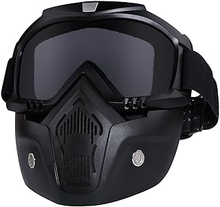 NewBEP Motorcycle Goggles Removable Face Mask Riding ATV Dirt Bike Paintball Glasses (Black-MT009)