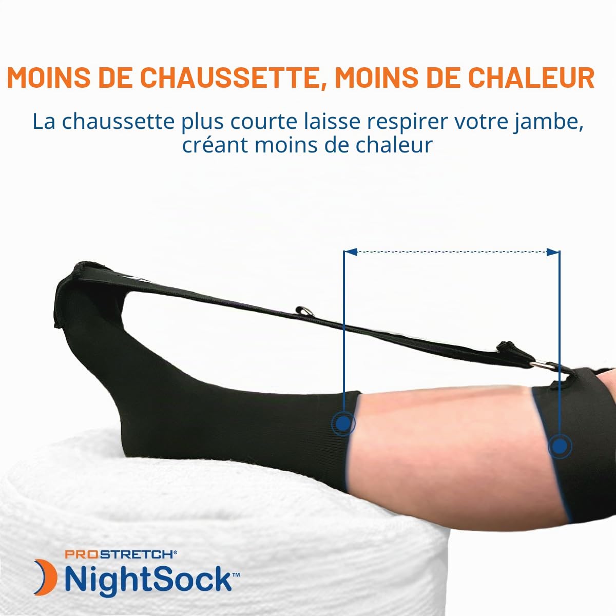 Chaussette de nuit ProStretch pour la fasciite plantaire et la tendinite d'Achille, alternative à la attelle de nuit, inclut un support exclusif pour les orteils pour un confort optimal, taille unique