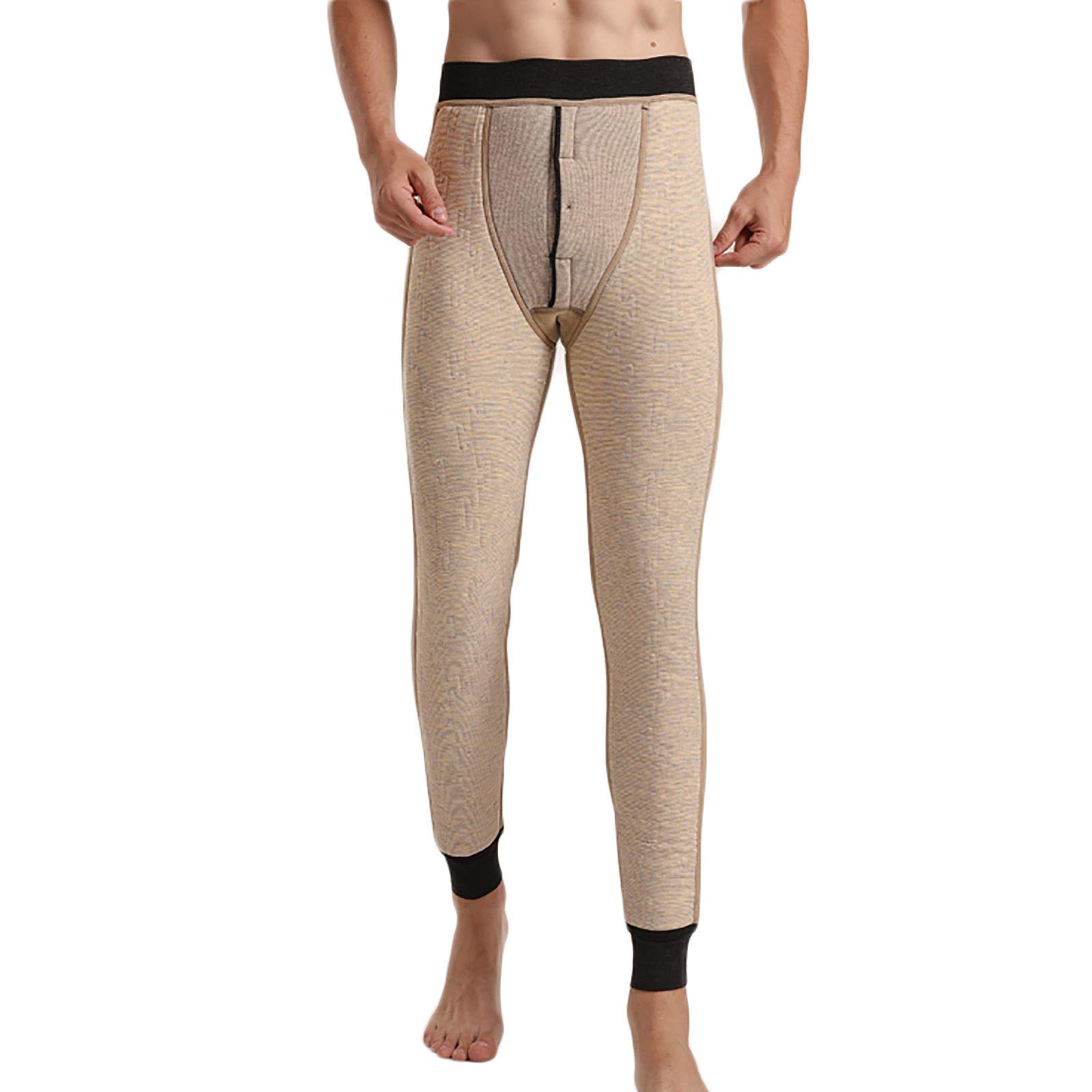G&F Męskie spodnie termiczne, legginsy, wełniane, z podszewką, ciepłe, grube, długie majtki zimowe (kolor: B, rozmiar: X-Large)