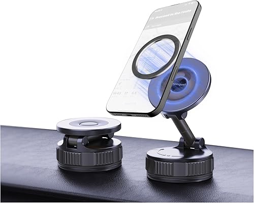 Soporte magnético de teléfono para automóvil reforzado con vacío de 360, 80 libras, con ventosa, soporte para teléfono celular MagSafe para tu