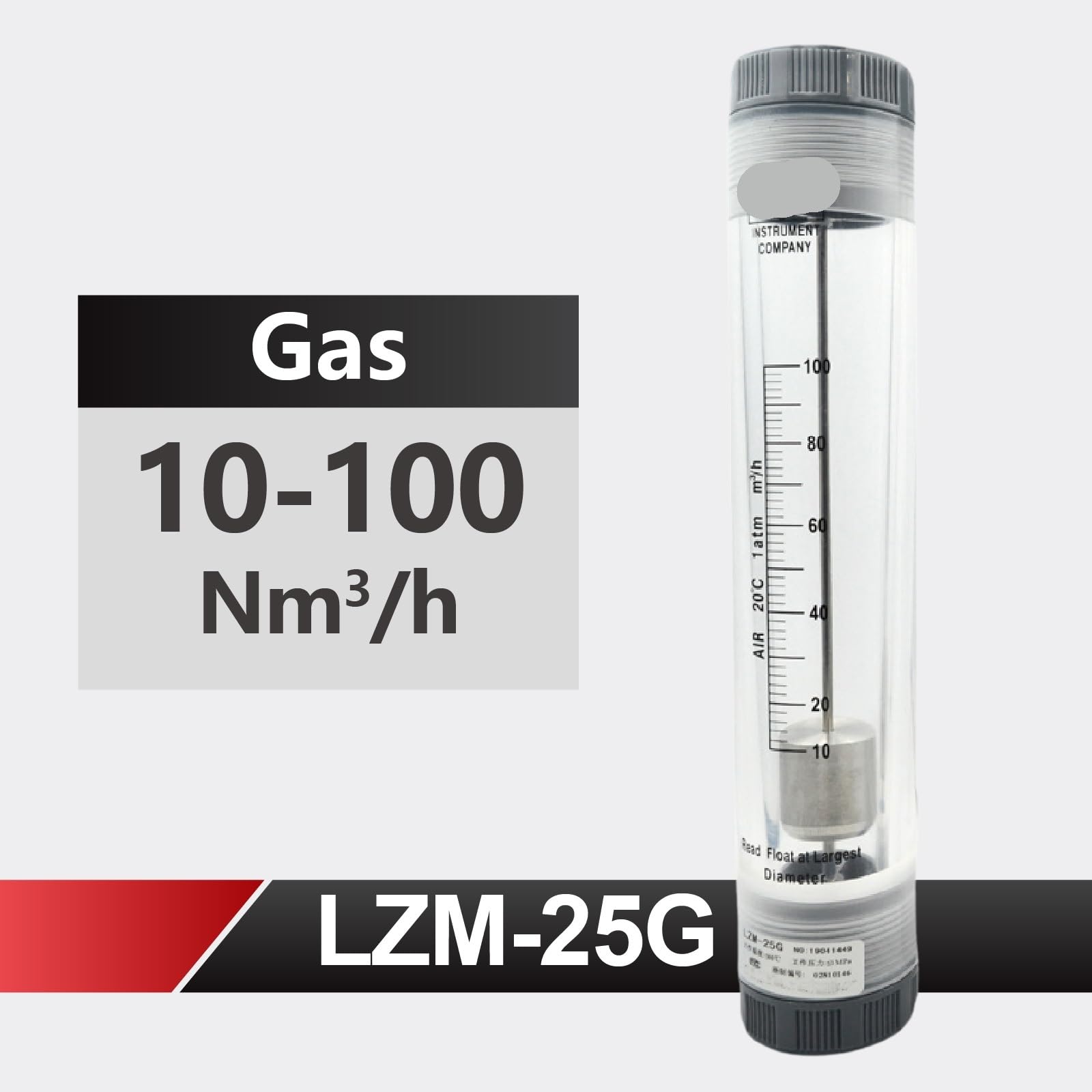 Medidor de flujo de aire, medidor de flujo de Gas, rotámetro, medidor de flujo acrílico, medidor de flujo LZM, rotámetro de tubo en línea, 1 Uds.(10-100Nm3-h)