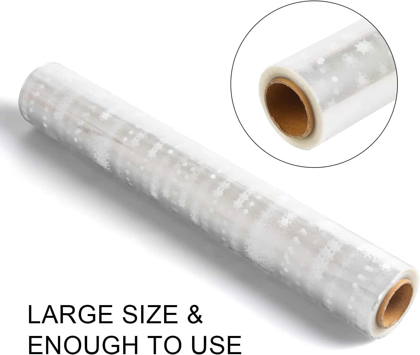 SULOLI Christmas Cellophane Wrap Roll - 32 In x 100 Ft Snowflakes Christmas Wrapping for Gifts Flowers Hampers Baskets