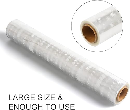 Miniatura 7 de SULOLI Rollo de celofán de Navidad, 32 pulgadas x 99 pies, copos de nieve, envoltura de Navidad para regalos, flores, cestas