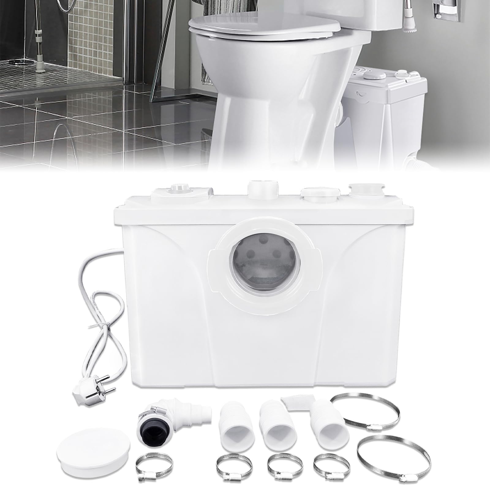 LARS360 Impianto di sollevamento per feci 700 W, 180 l/min, pompa domestica con valvola di ritegno integrata, sistema di sollevamento fecale, per cucina e WC
