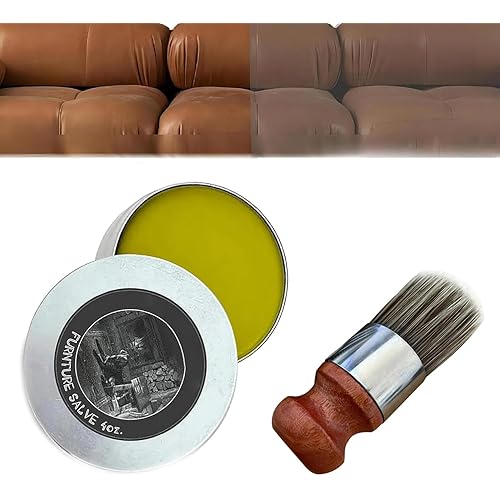 Wise Owl Furniture Salve for Leather, Leather Salve for Furniture, Leather Furniture Salve and Brush,Wood Furniture Leather Salve, Suitable for Furniture,Car Seats,Leather Sofa,Floor Maintenance