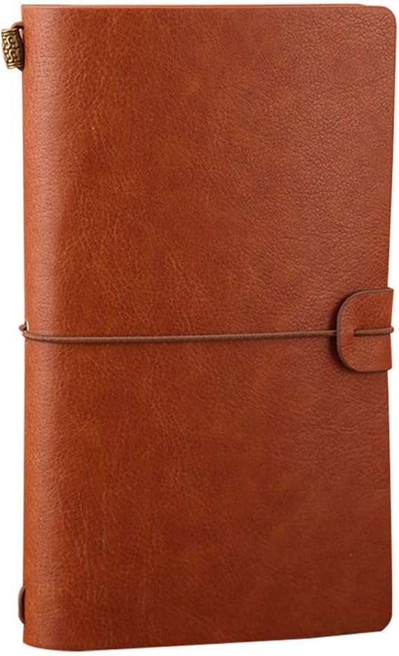 Leather Notebook Journal Diary,Travel Journal,Refillable Vintage Journals to Write in for Men and Women,Classic Retro Style,Perfect for Travelers,Fountain Pen Users,8x4.7'',2 Lined Refills,Brown