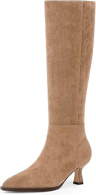 Modatope Knee High Boots for Women Kitten Heel Boots | Tall Boots Low Heel, Stiletto Pointed Toe Heeled Fall Winter Dress Long Womens Boots with Side Zipper