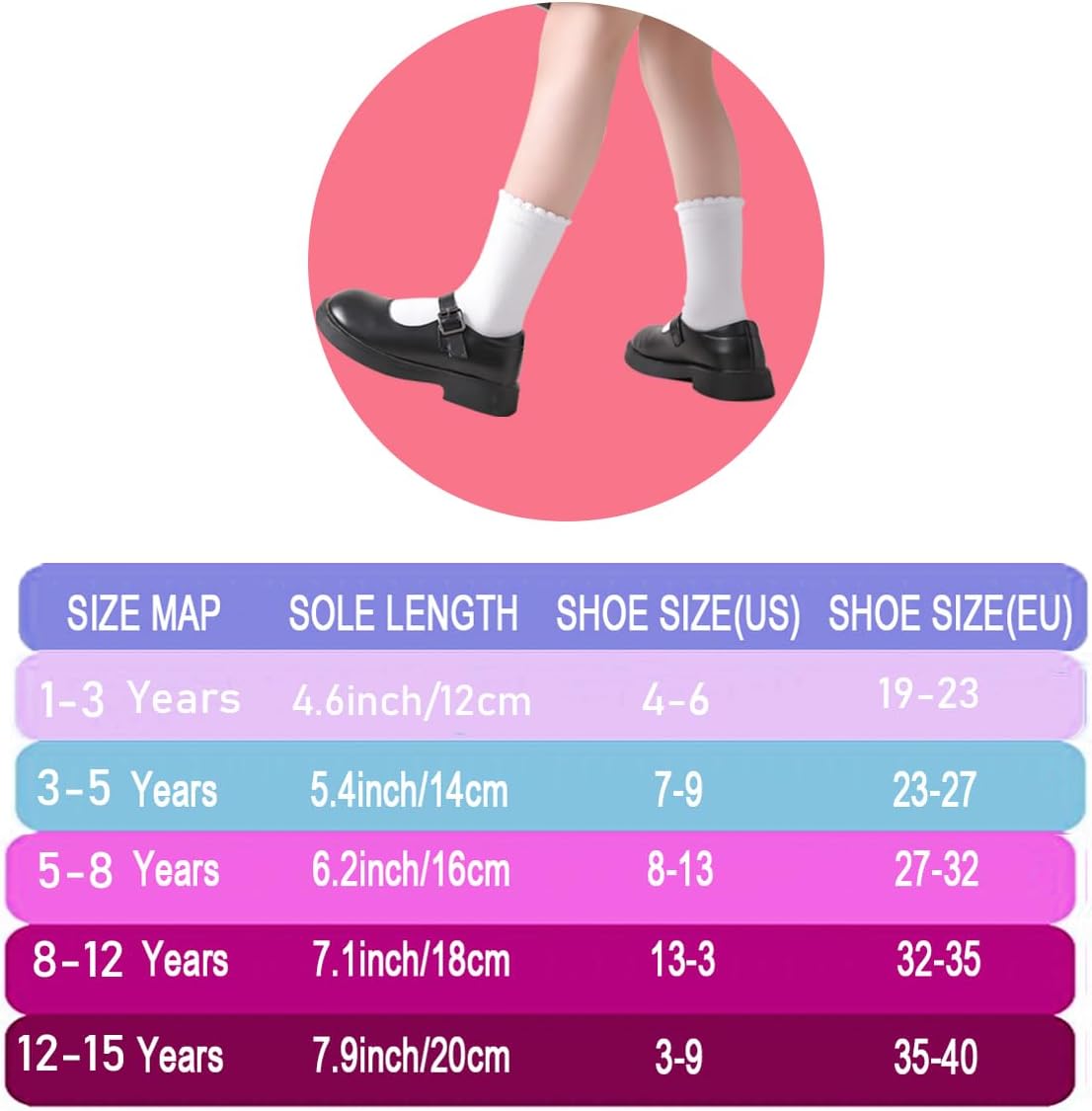 Marchare Girls Ruffle Socks White Dressy Socks School Uniform Sock Heart Bow Design For Girl