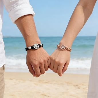 BESPORTBLE 2pcs Couples Bracelets, Adjustable Matching Projection Bracelets For Couples Long Distance Relationship Gifts For Girlfriend Boyfriend