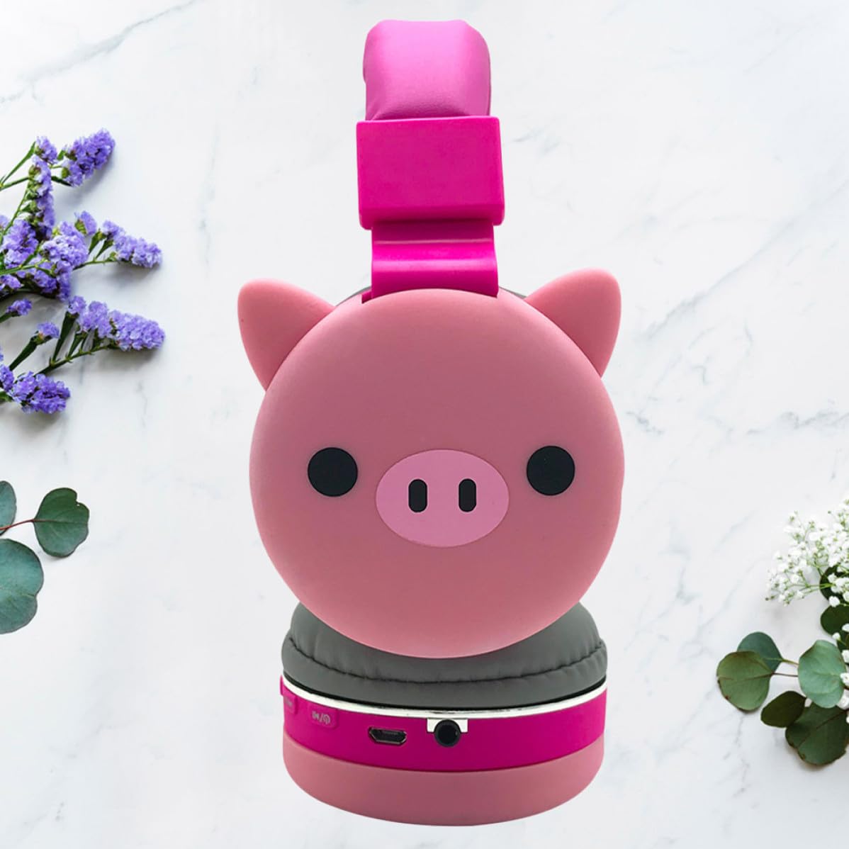Cuffie Wireless da Testa Cartoon Animal, Cuffie Wireless Pieghevoli Rosa in Abs, Spugna e Silicone, 360 Mah, per Ragazze, Casa e Giochi
