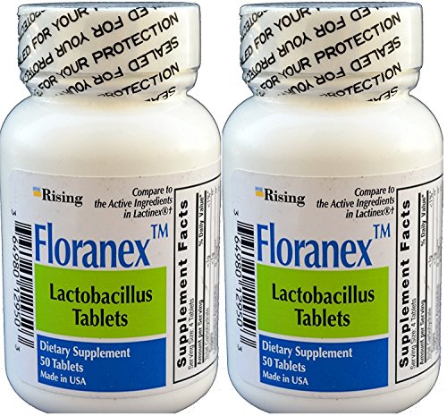 Floranex Probiotic for Colon Health Generic for Lactinex 50 Tablets per Bottle Pack of 2 Total 100 Tablets