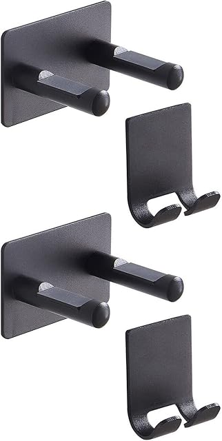 LS&GHY Hair Dryer Holders for Dyson Hair Dryer, 2-Pack Aluminum Self-Adhesive Wall Mounted Hairdryer Hangers with Plug Bracket for Dyson Supersonic Hair Dryer, Space-Saving & Waterproof (Black)