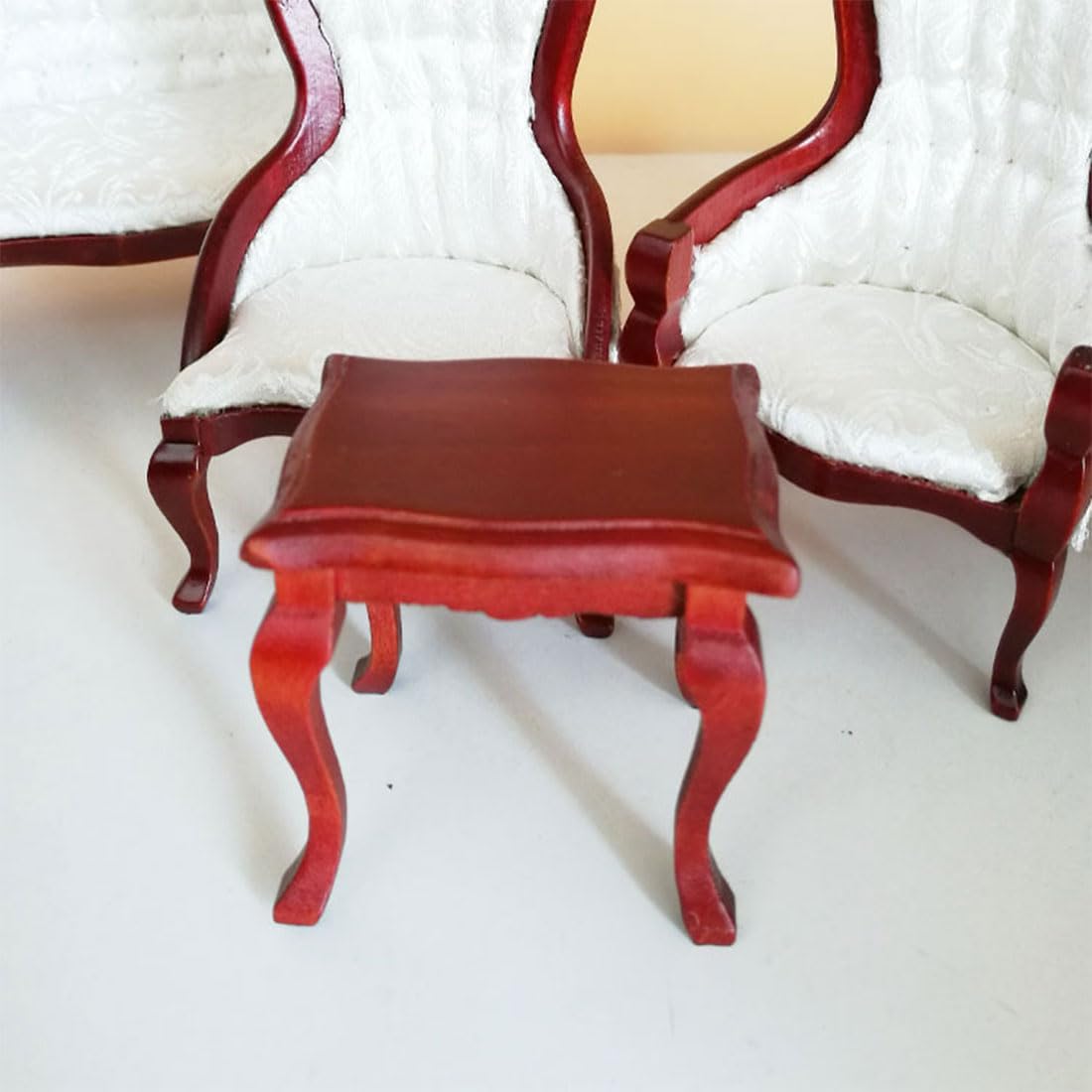 Dollhouses Furniture, 1/12 Scale Miniature Wooden Sofa and Coffee Table Set Dollhouses Accessories Pretend Play Furniture Set Xmas Gifts (Set of 5)
