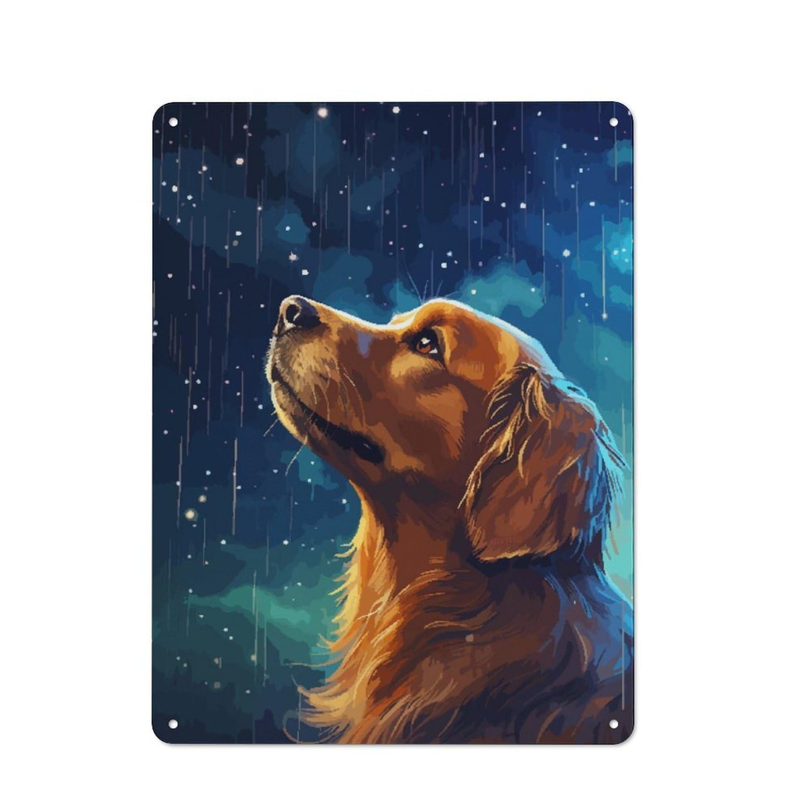Junmoney Pixel Art Golden Retriever Vintage Tin Sign 40X30cm With For Home Office Or Studio, For Home Office Decor Fans Refreshing A Room In Autumn
