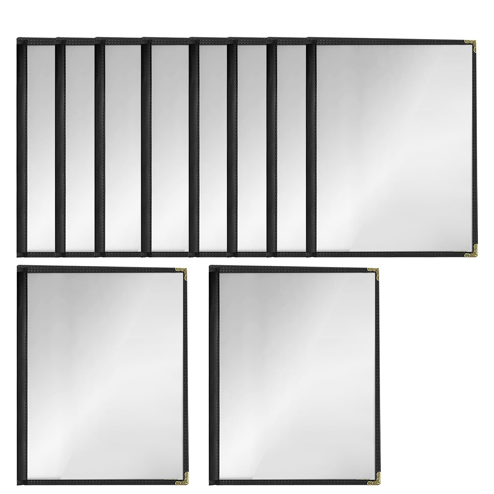 Confezione da 24 Copertine per Menu Stile caffè, Bordo A Doppia Cucitura, Vinile Trasparente (Nero, 2 Pagine/4 Visualizzazioni - 8,5 Pollici X 11 Pollici)