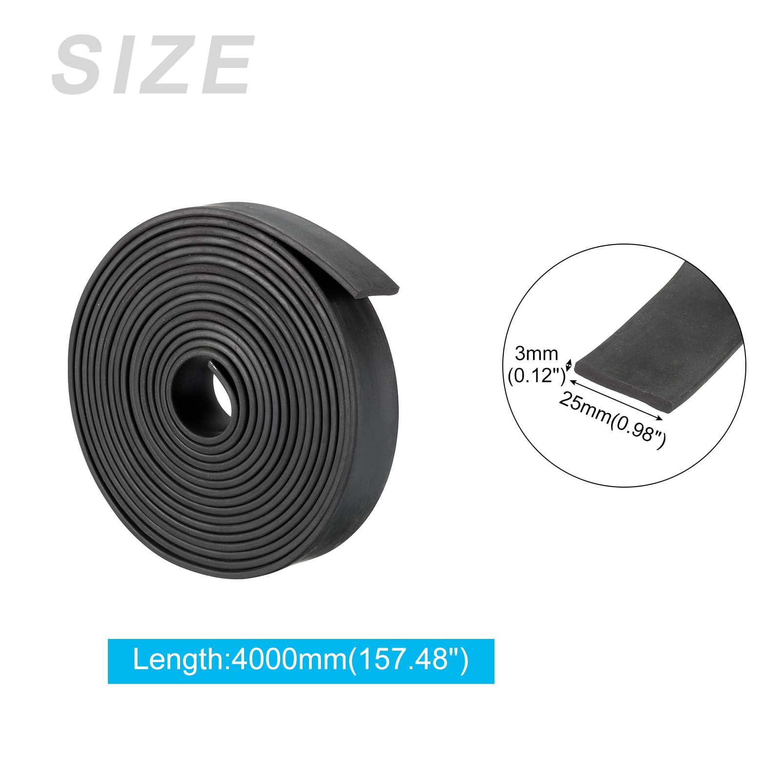 METALLIXITY Solid Rubber Strips (157.48" L x 0.98" W x 0.12" T) 1Pcs, Rubber Neoprene Sheet Rolls - Image 2