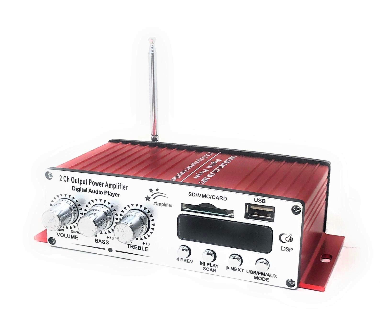 TEMPO DI SALDI Amplificador de audio de 2 canales, estéreo, entrada USB, lector de tarjetas SD, con mando a distancia