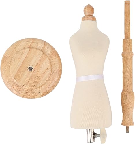 Miniatura 8 de Torso de maniquí femenino con soporte, 18-23 pulgadas de altura ajustable, cuerpo de maniquí con base de madera, cuerpo de maniquí pinable,