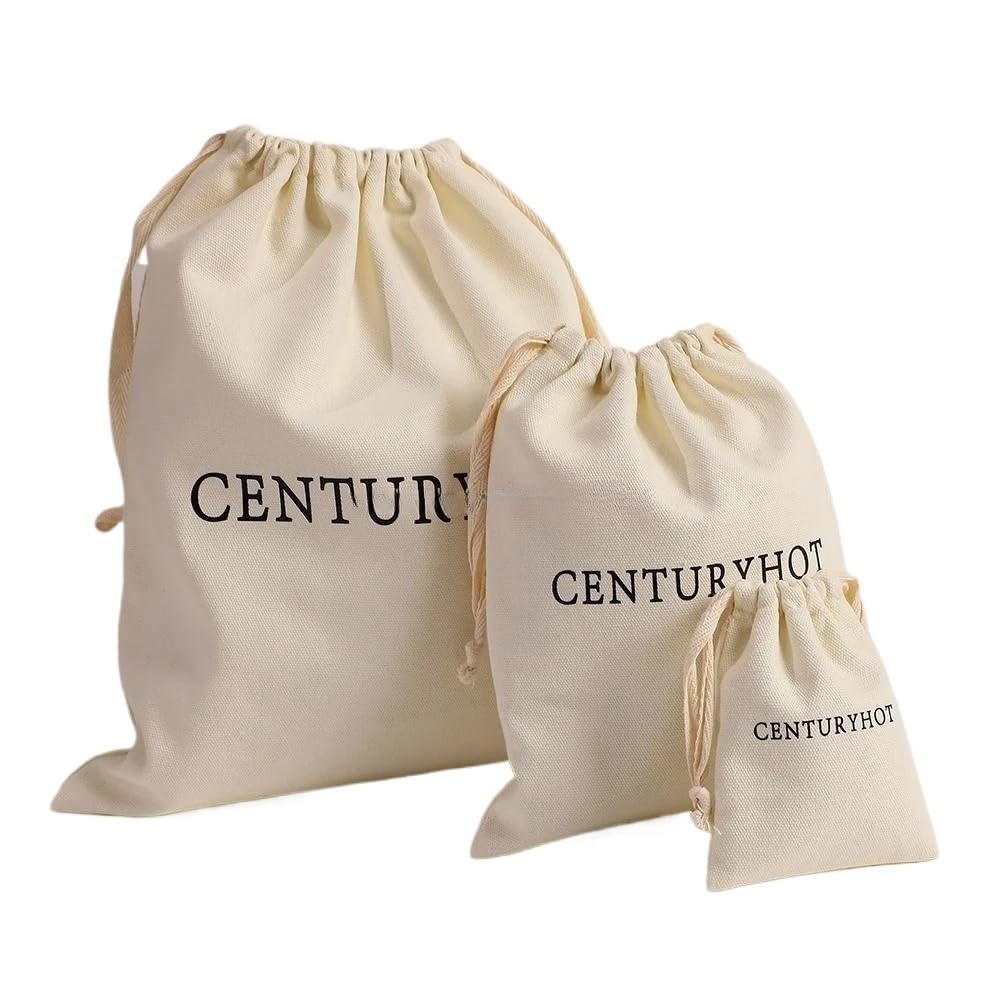 Sachets Cadeau en Mousseline de Coton Sacs cadeaux en coton, pochettes à cordon de serrage mousseline maquillage, sac avec Logo bonbons for fête d'anniversaire et mariage(300 Logo Bags,10x15cm(4x6in))