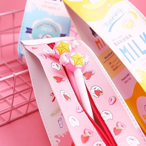 Miniatura 3 de JHTPSLR Caja de leche Kawaii para bolígrafos para mujer, lindo estuche kawaii para lápices, bolsa impermeable de poliuretano para almacenamiento y